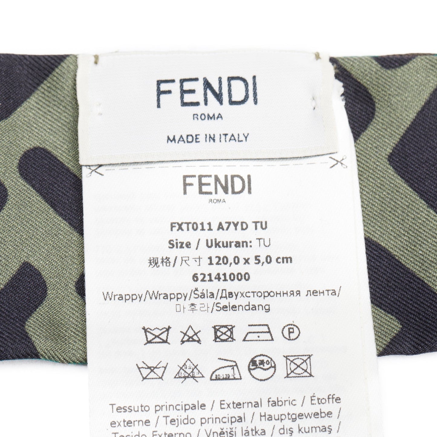 Fendi Green Forest Logo Wrappy Silk Bandeau