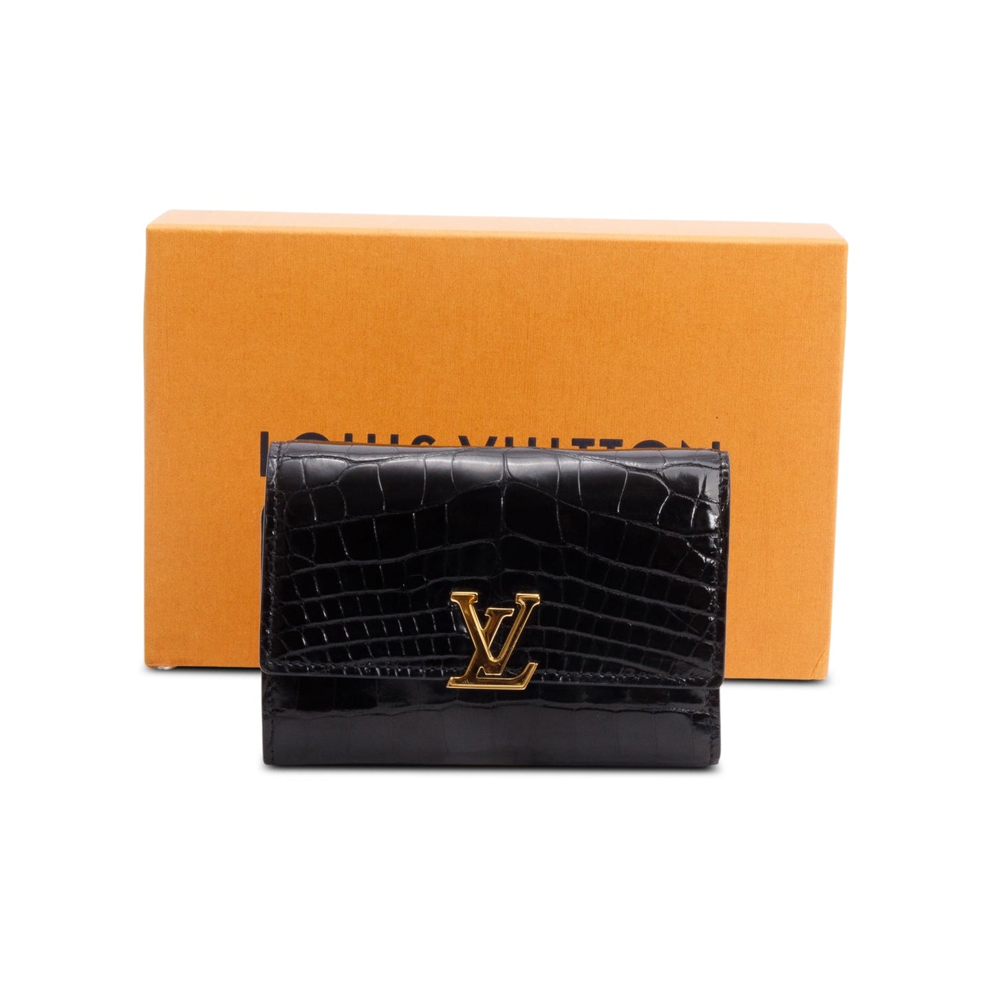 Louis Vuitton Black Alligator Capucines Compact Wallet