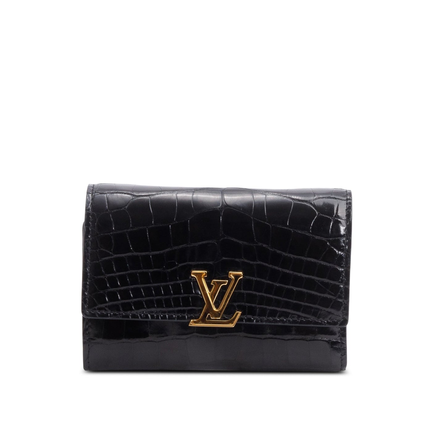 Louis Vuitton Black Alligator Capucines Compact Wallet
