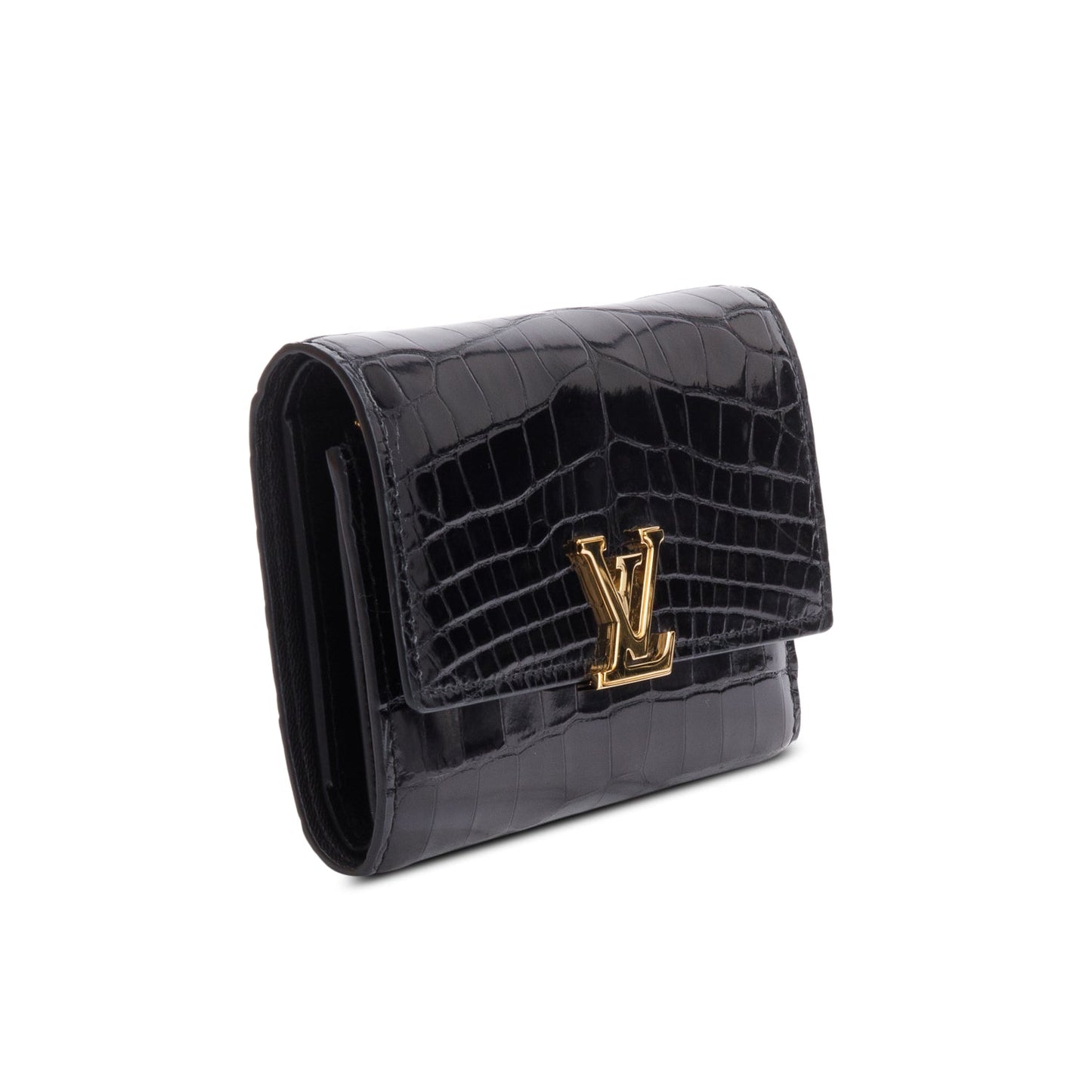 Louis Vuitton Black Alligator Capucines Compact Wallet