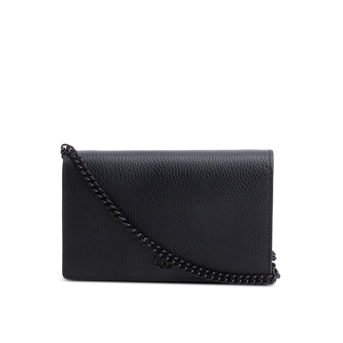 Gucci Black Calfskin Mini GG Marmont Wallet On Chain