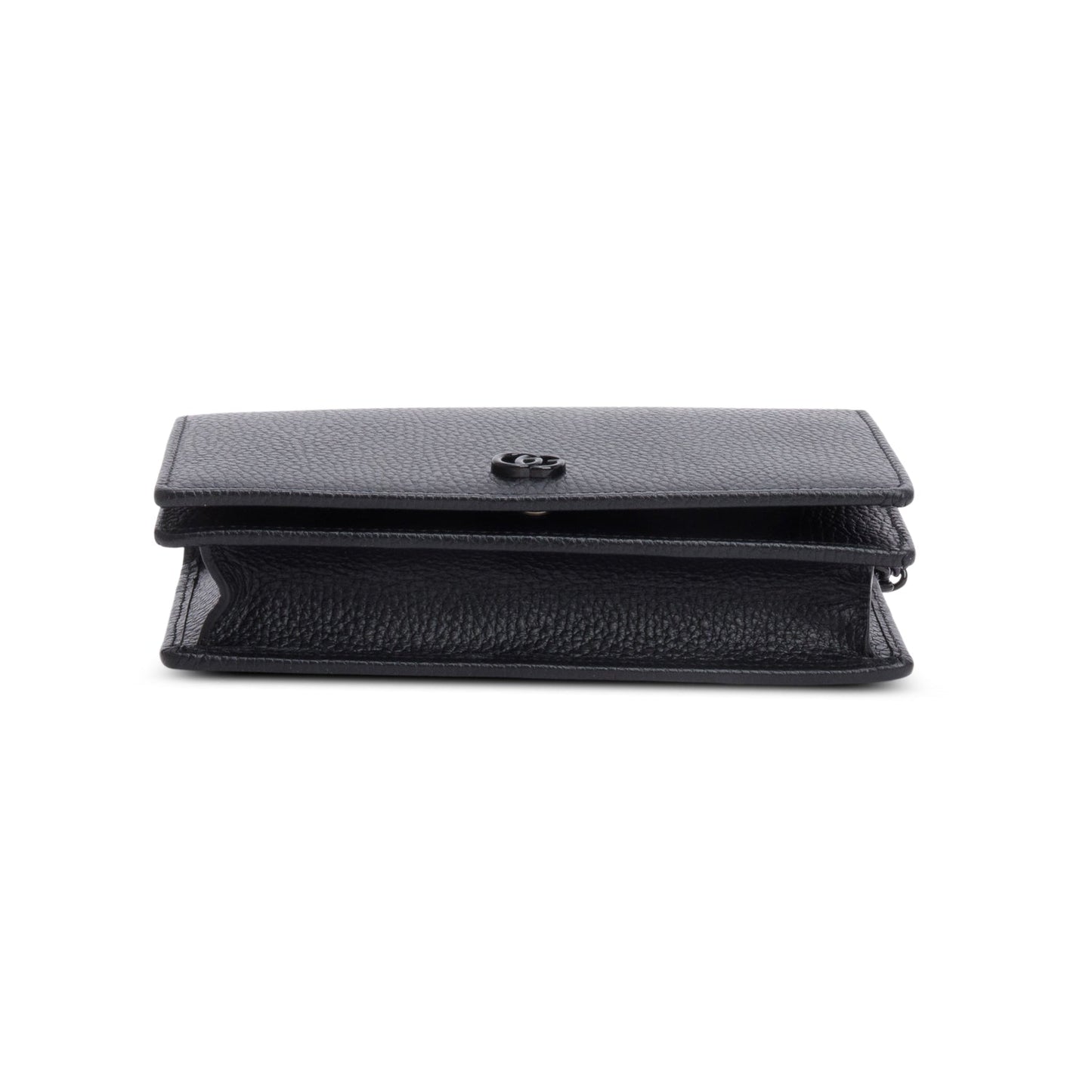 Gucci Black Calfskin Mini GG Marmont Wallet On Chain