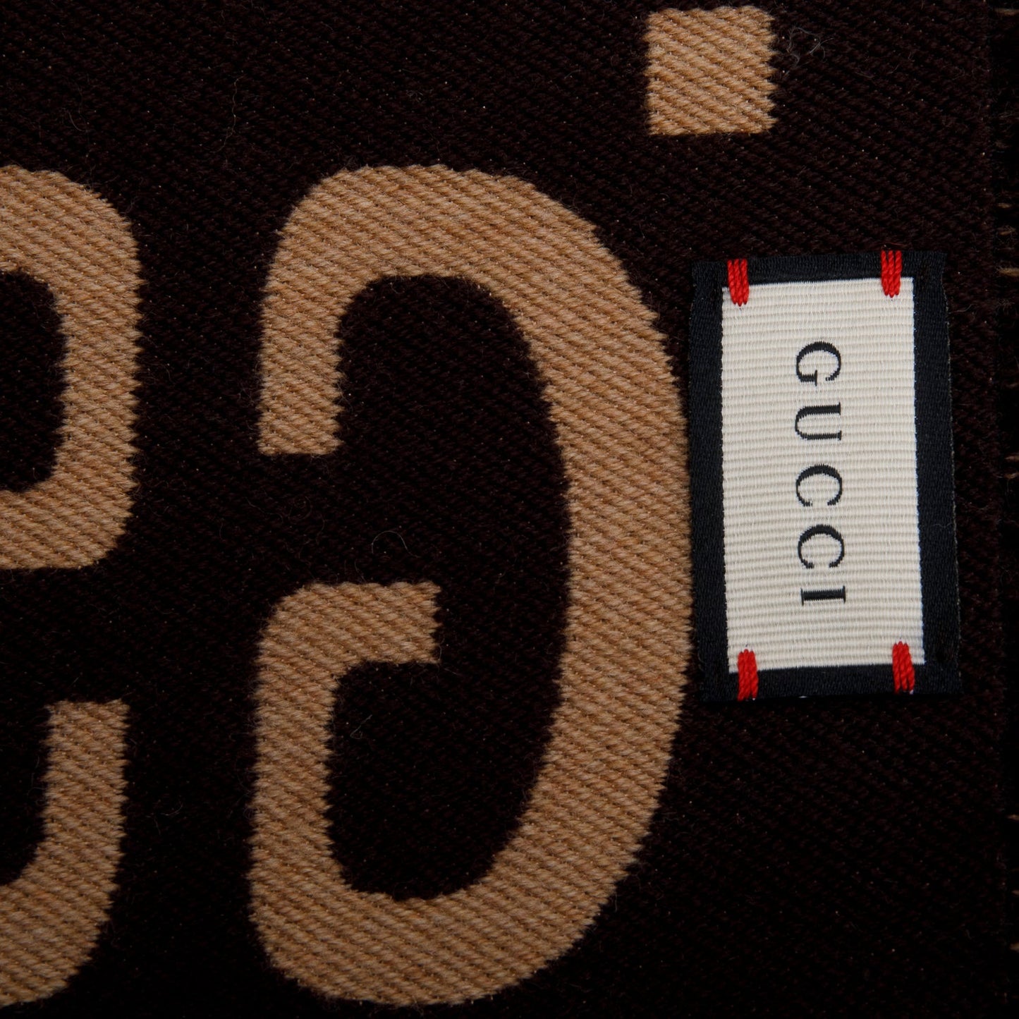 Gucci Brown Ghost Jacquard Wool Silk Scarf