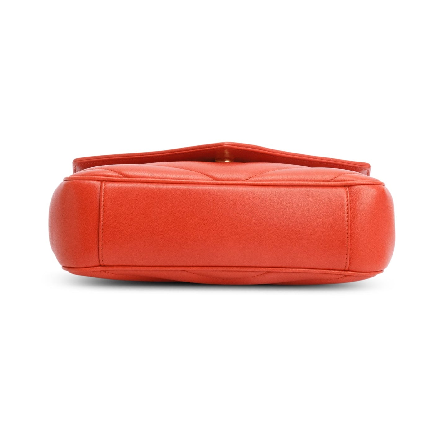 Saint Laurent 2024 Orange Lambskin Chevron Quilted Small LouLou Bag