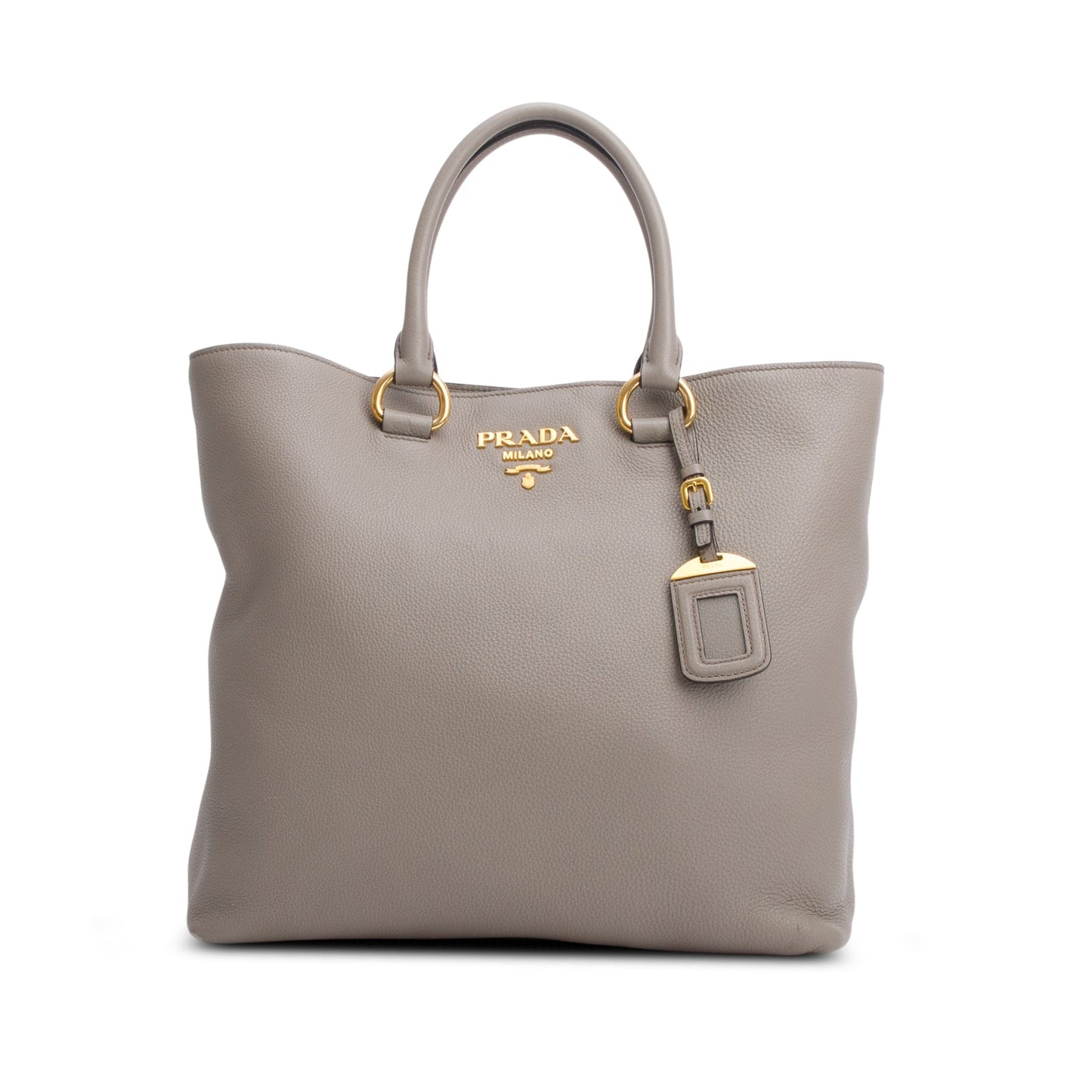 Prada Grey Vitello Phenix Convertible Shopper Tote