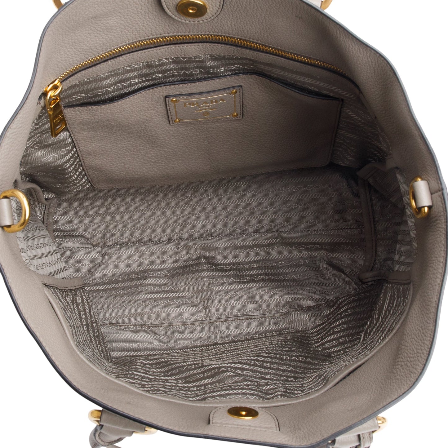 Prada Grey Vitello Phenix Convertible Shopper Tote