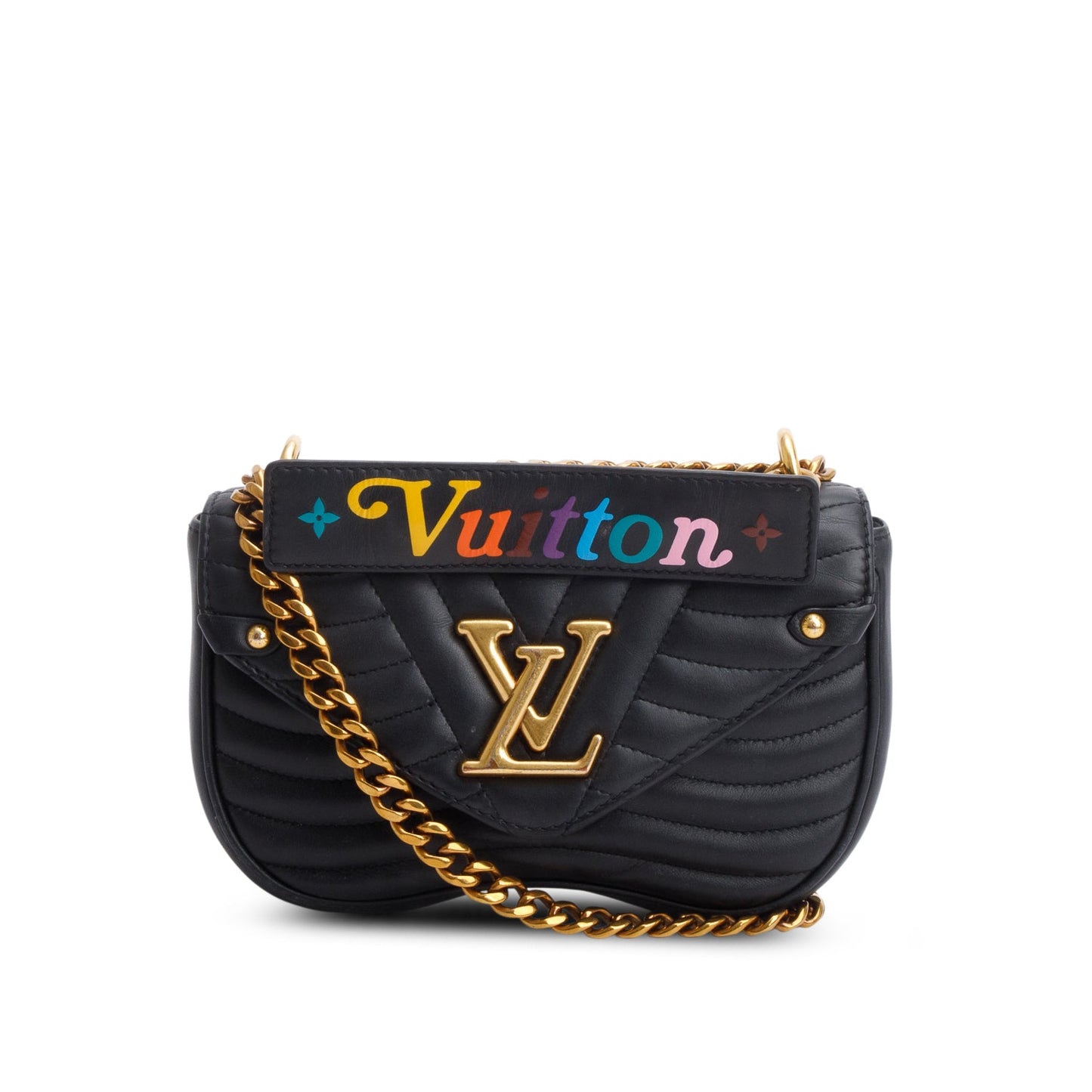 Louis Vuitton Black Calfskin New Wave Chain MM Bag