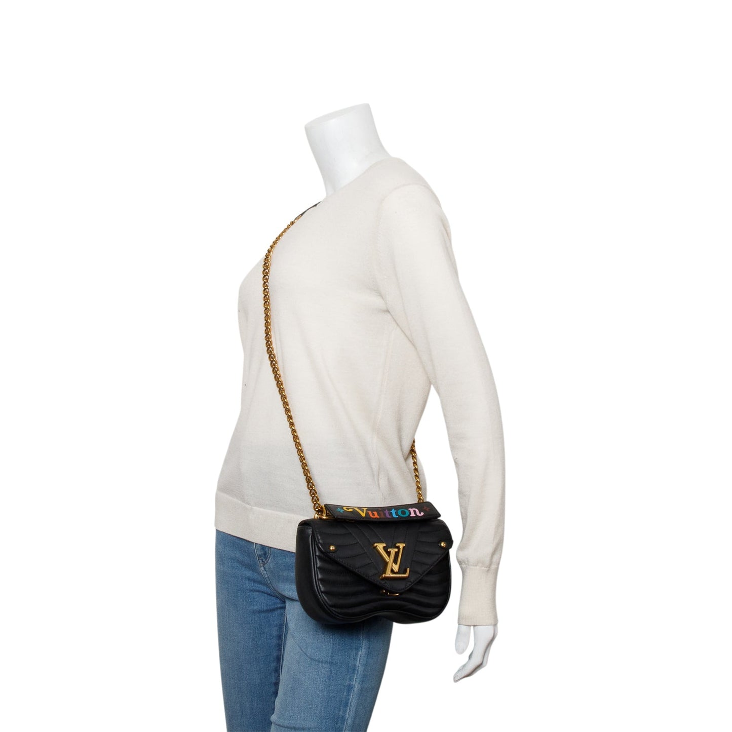 Louis Vuitton Black Calfskin New Wave Chain MM Bag