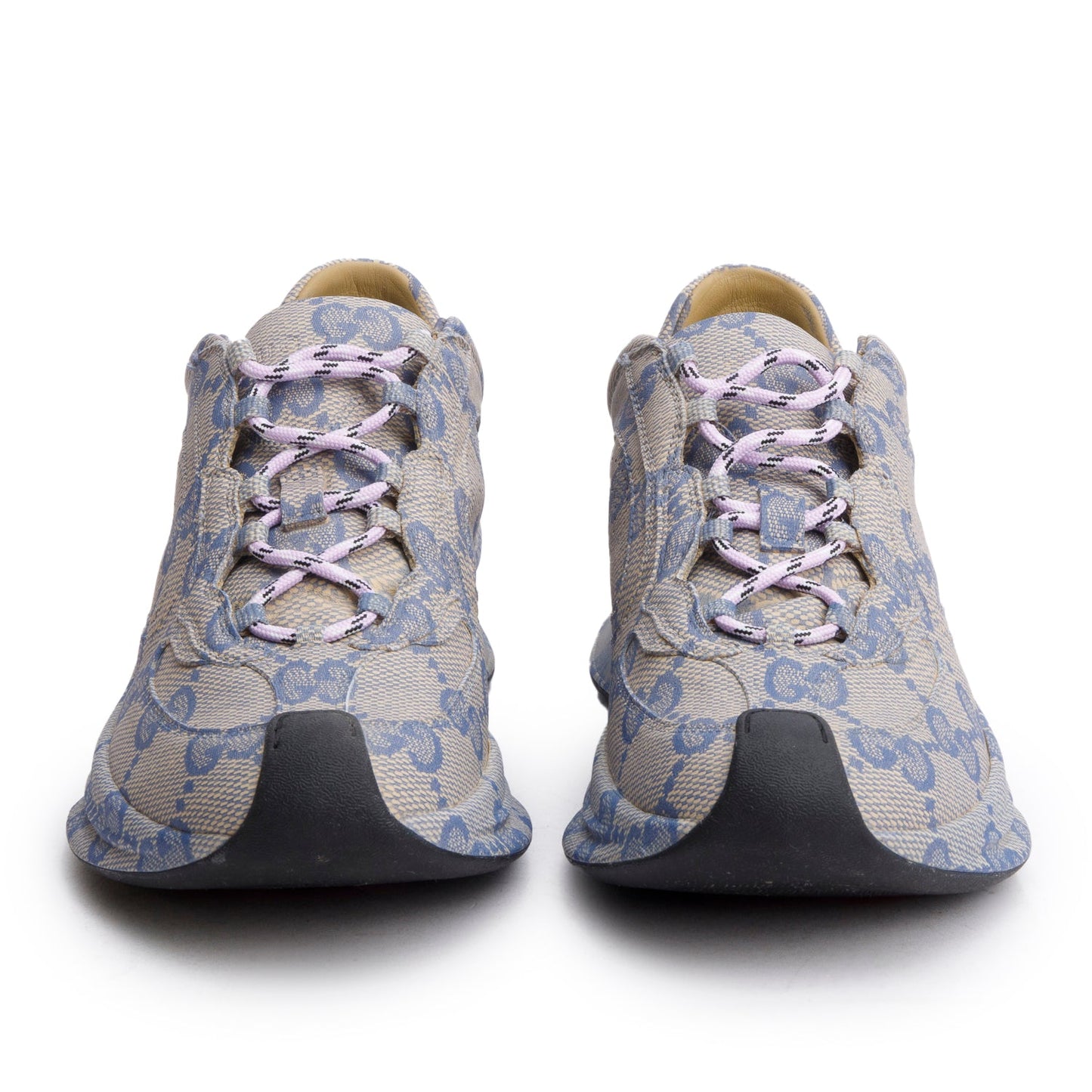 Gucci Beige/Blue GG Print Leather Ultralight Plume Running Sneakers, Size 38.5