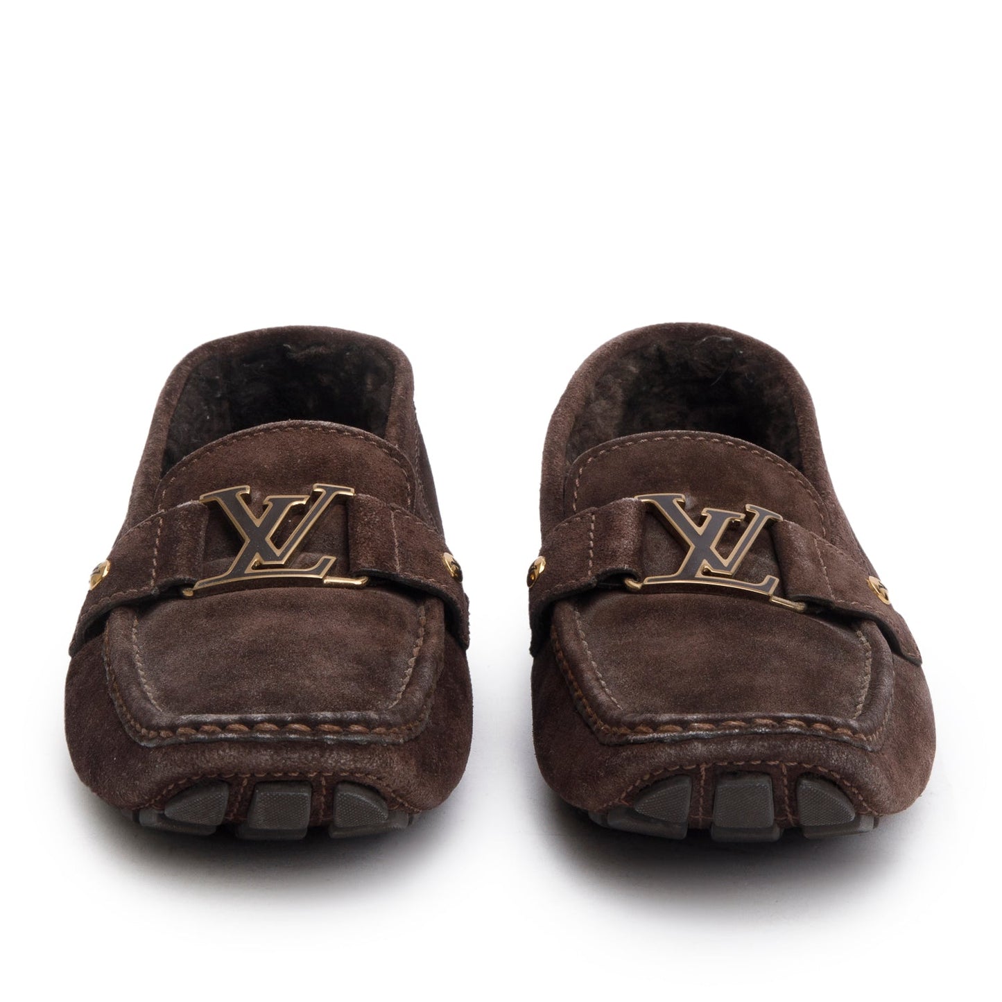 Louis Vuitton Brown Suede Monte Carlo Moccasin Loafers, Size 38