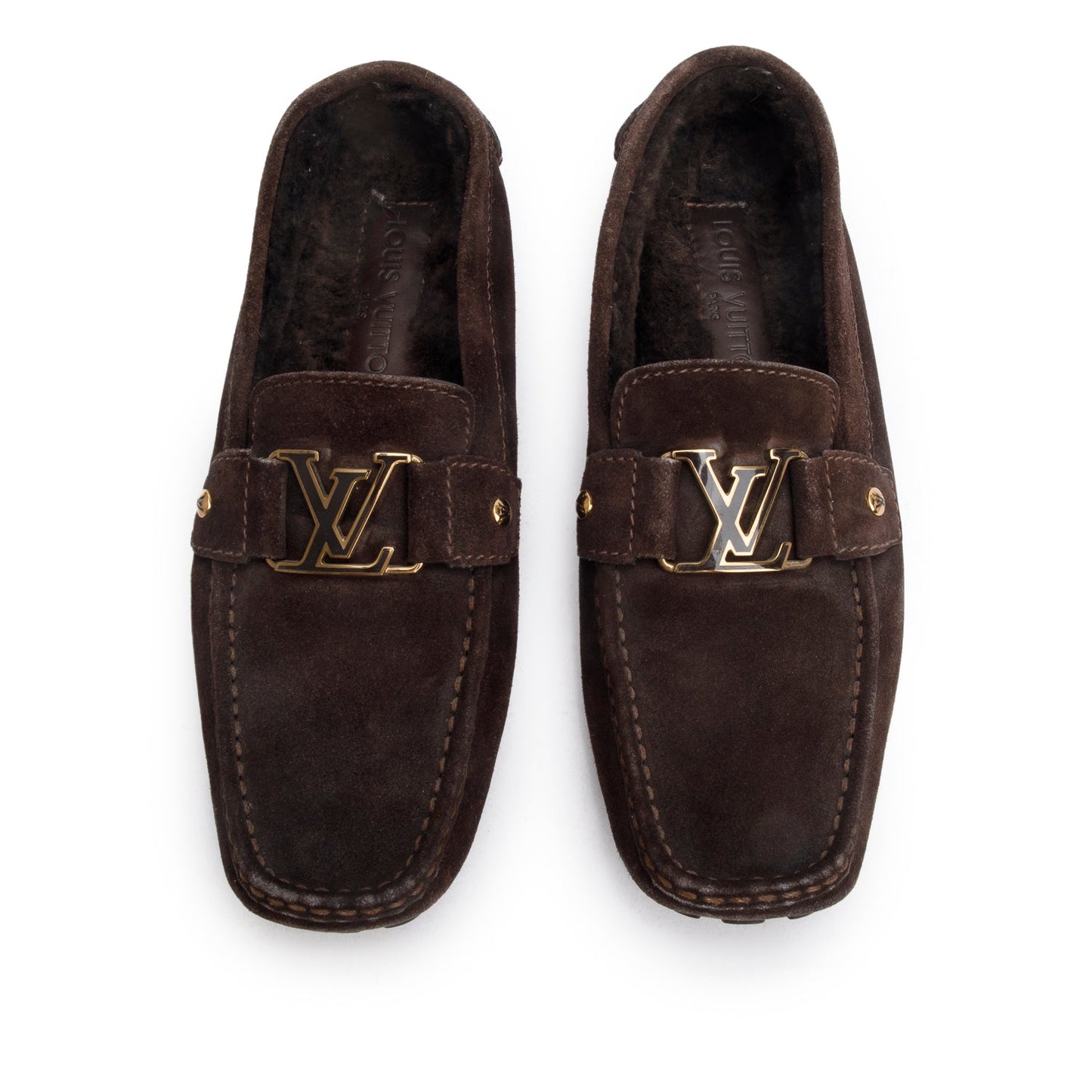 Louis Vuitton Brown Suede Monte Carlo Moccasin Loafers, Size 38