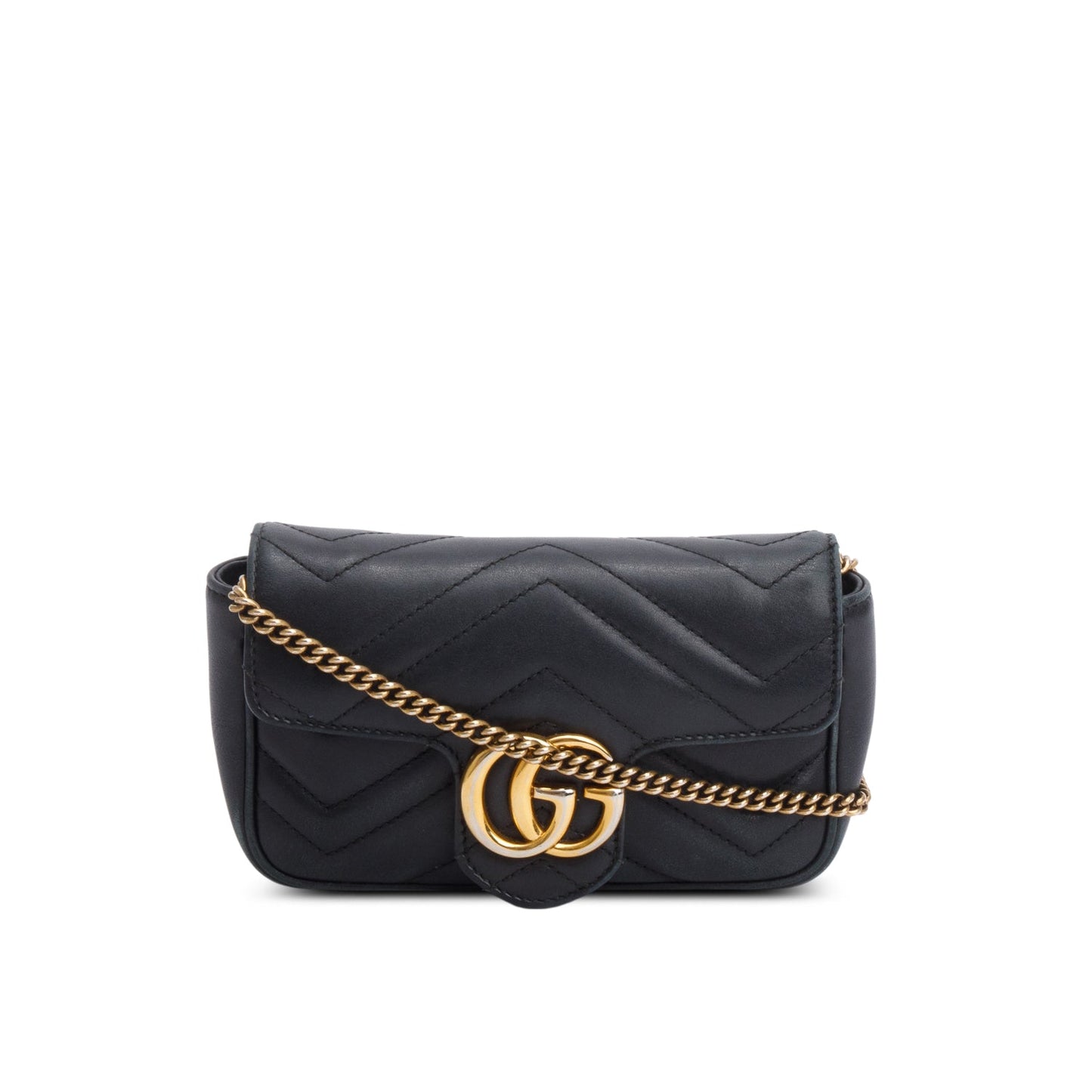 Gucci Black GG Marmont Matelasse Leather Super Mini Bag