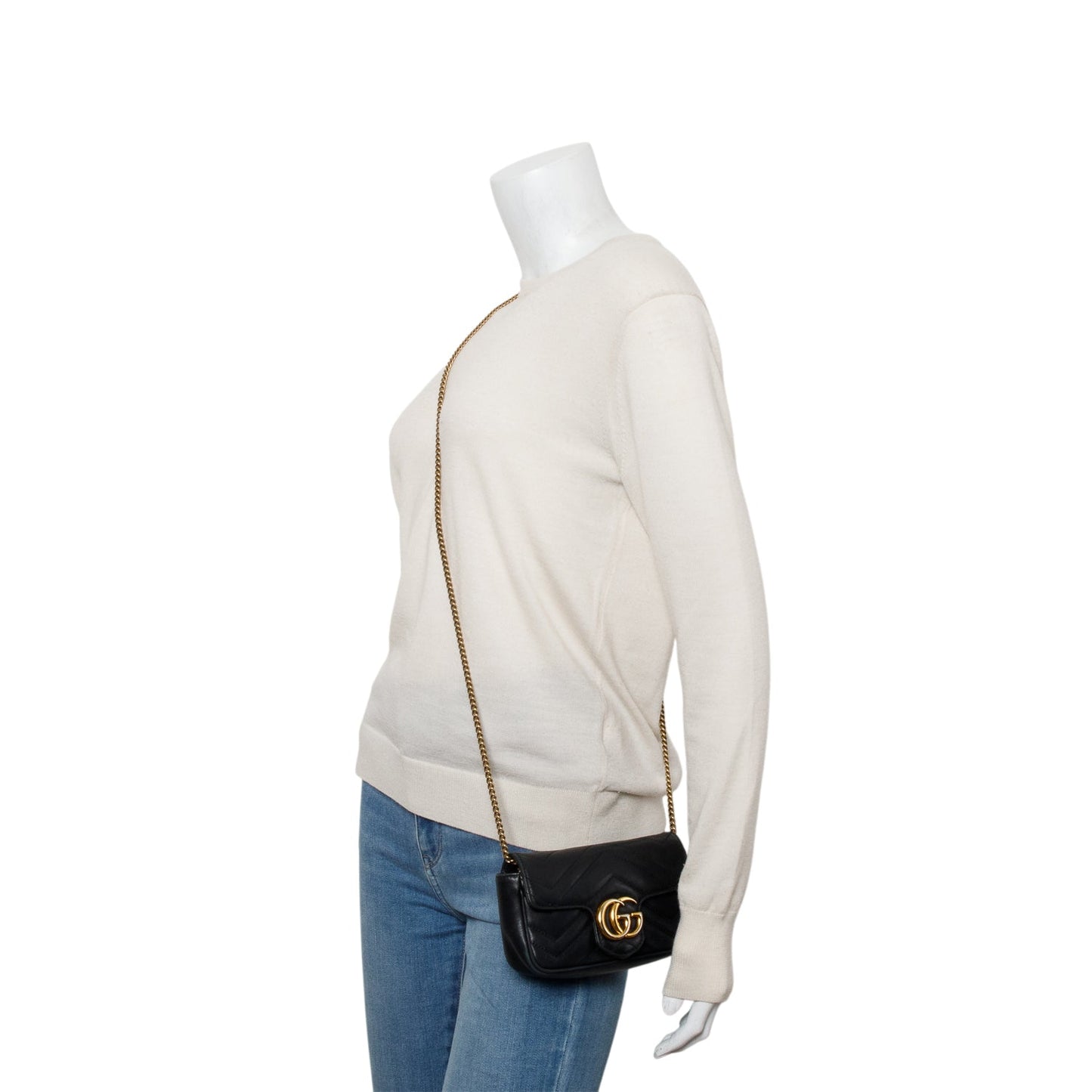 Gucci Black GG Marmont Matelasse Leather Super Mini Bag