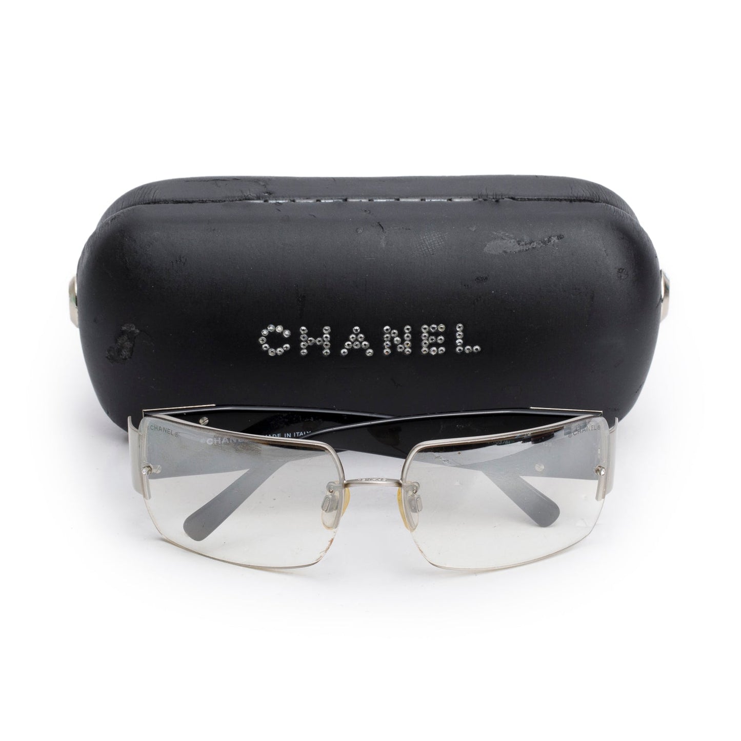 Chanel 4095-5 Crystal CC Logo Shield Sunglasses