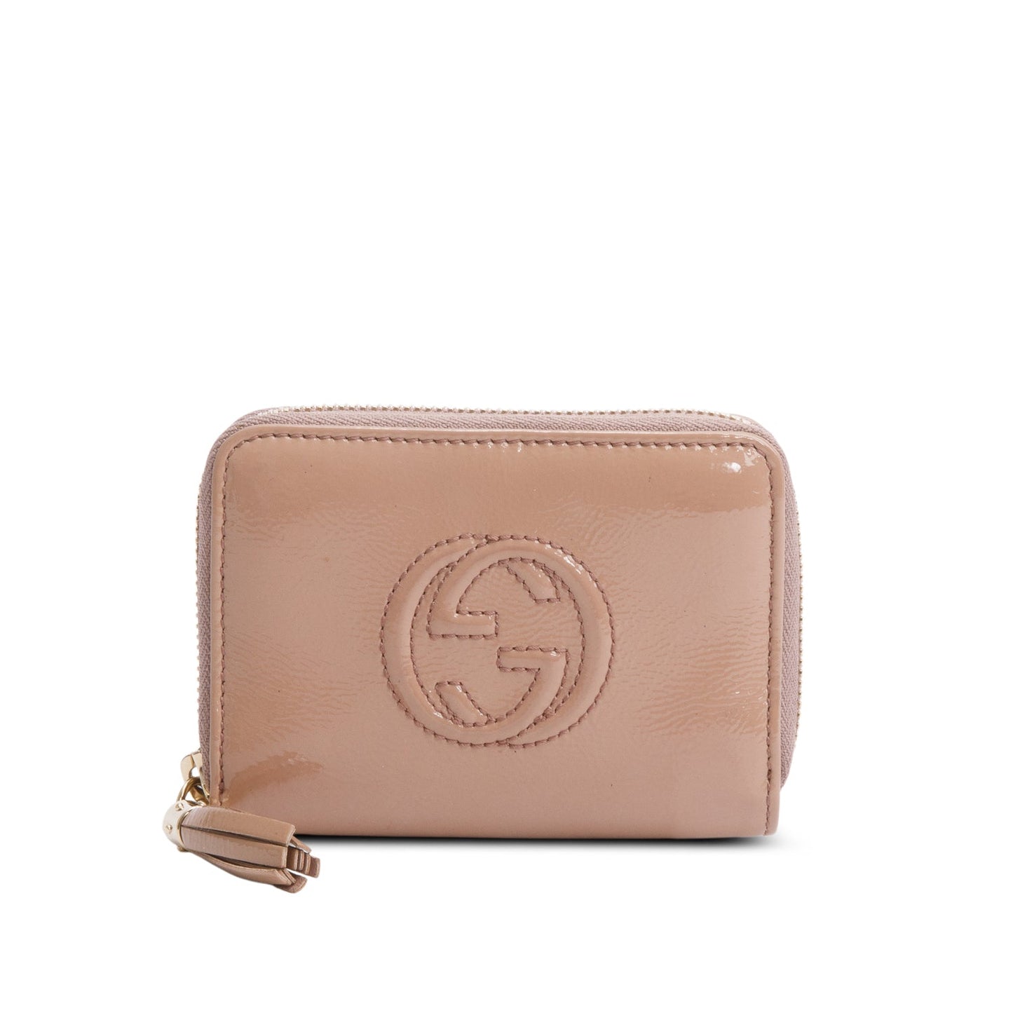 Gucci Beige Patent Leather Soho Zip Around Wallet