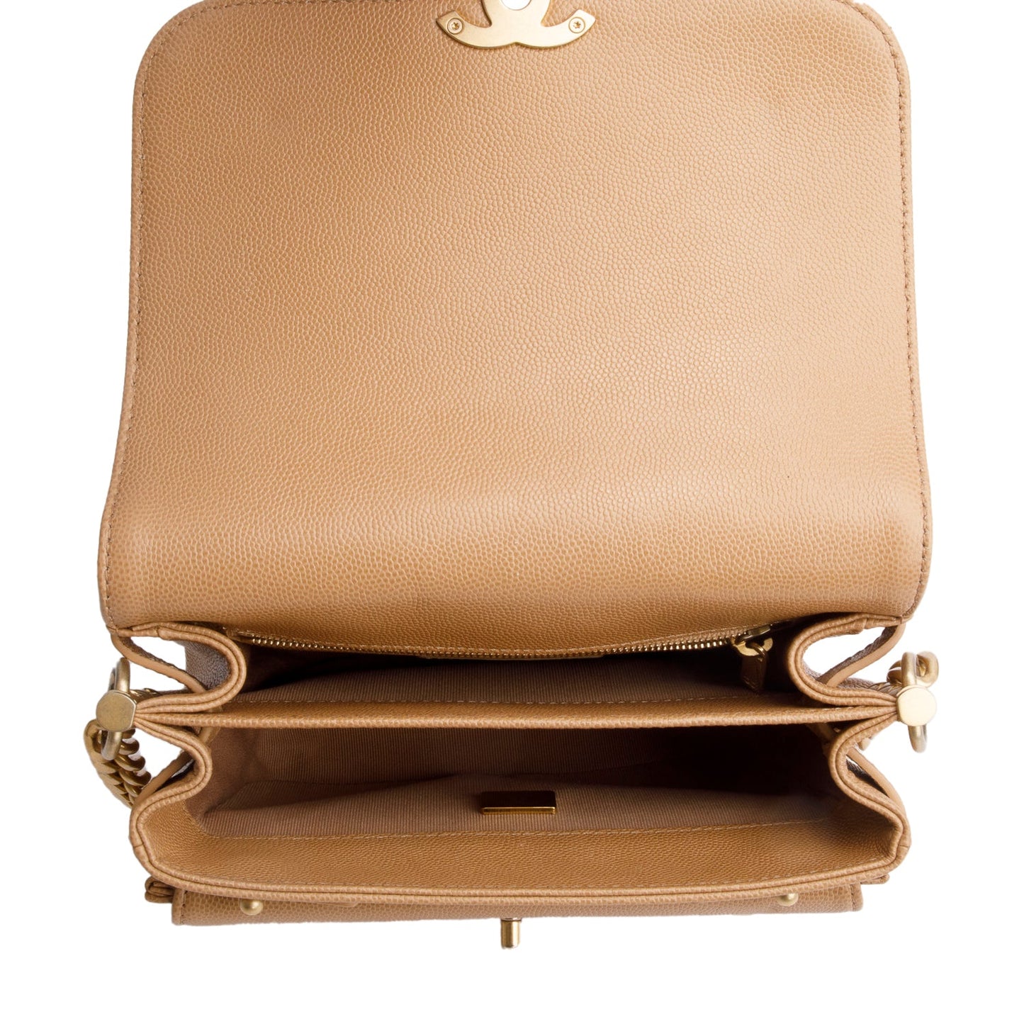 Chanel 2021 Beige Caviar Mini Messenger Bag