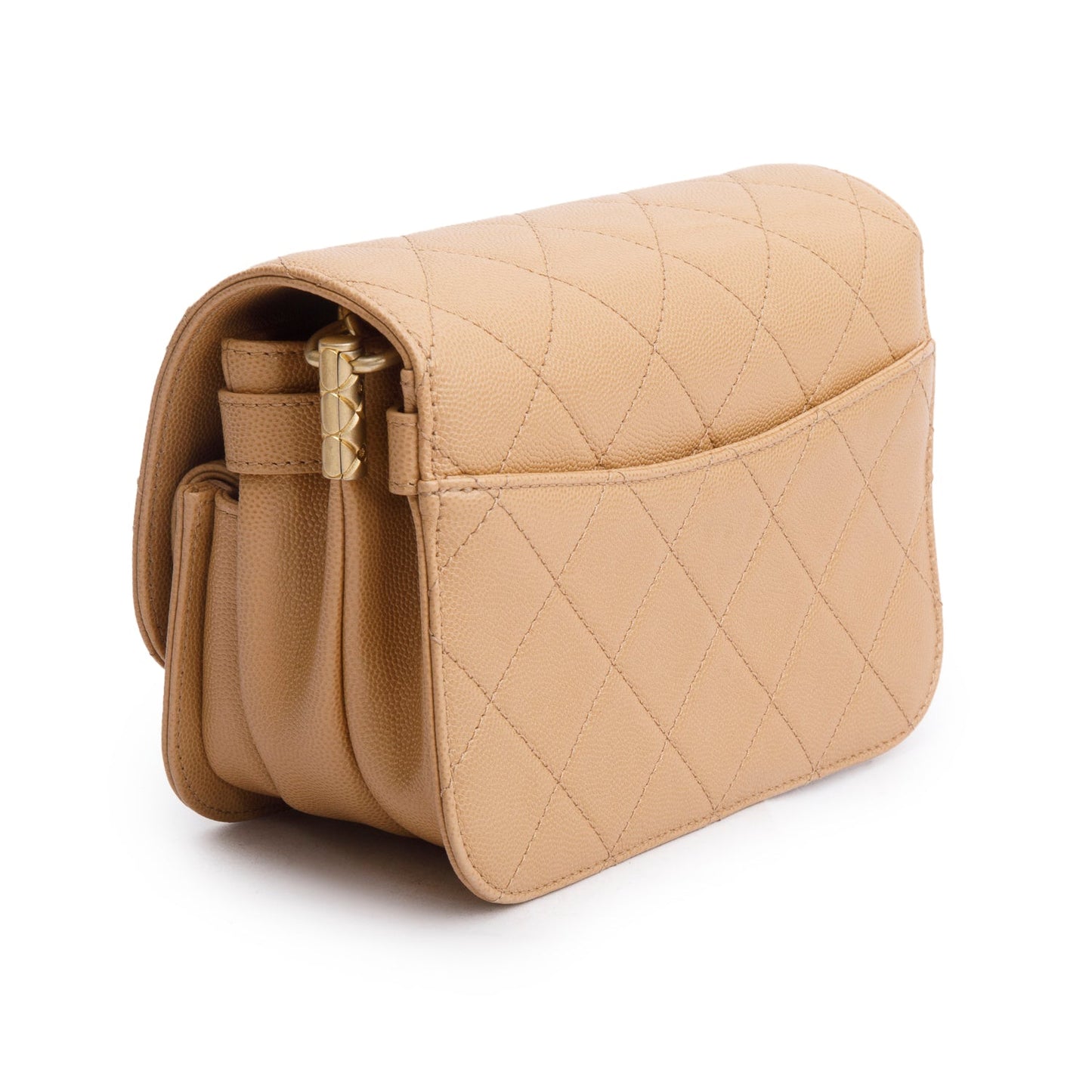 Chanel 2021 Beige Caviar Mini Messenger Bag
