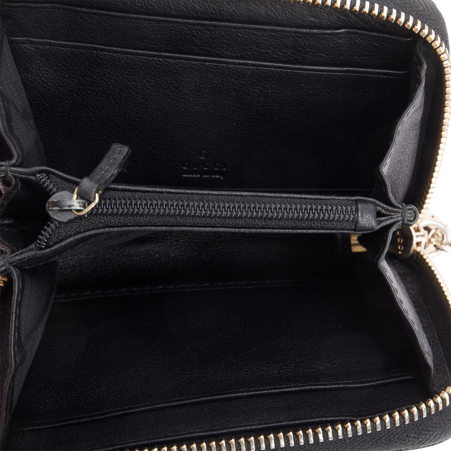 Gucci Black Patent Leather Soho Zip Around Wallet