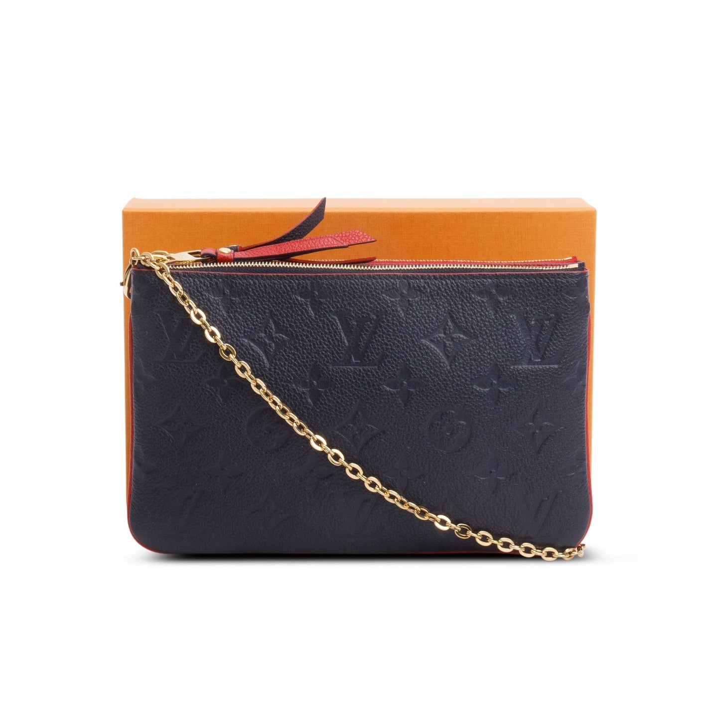 Louis Vuitton Navy/Red Empreinte Leather Double Zip Pochette