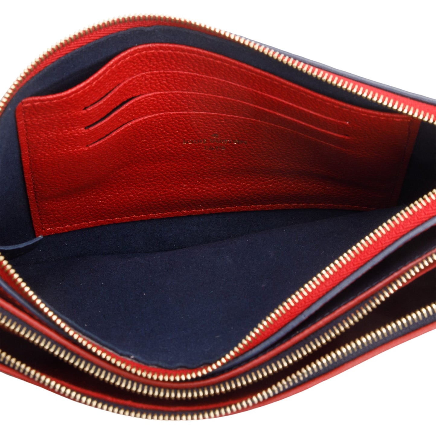 Louis Vuitton Navy/Red Empreinte Leather Double Zip Pochette