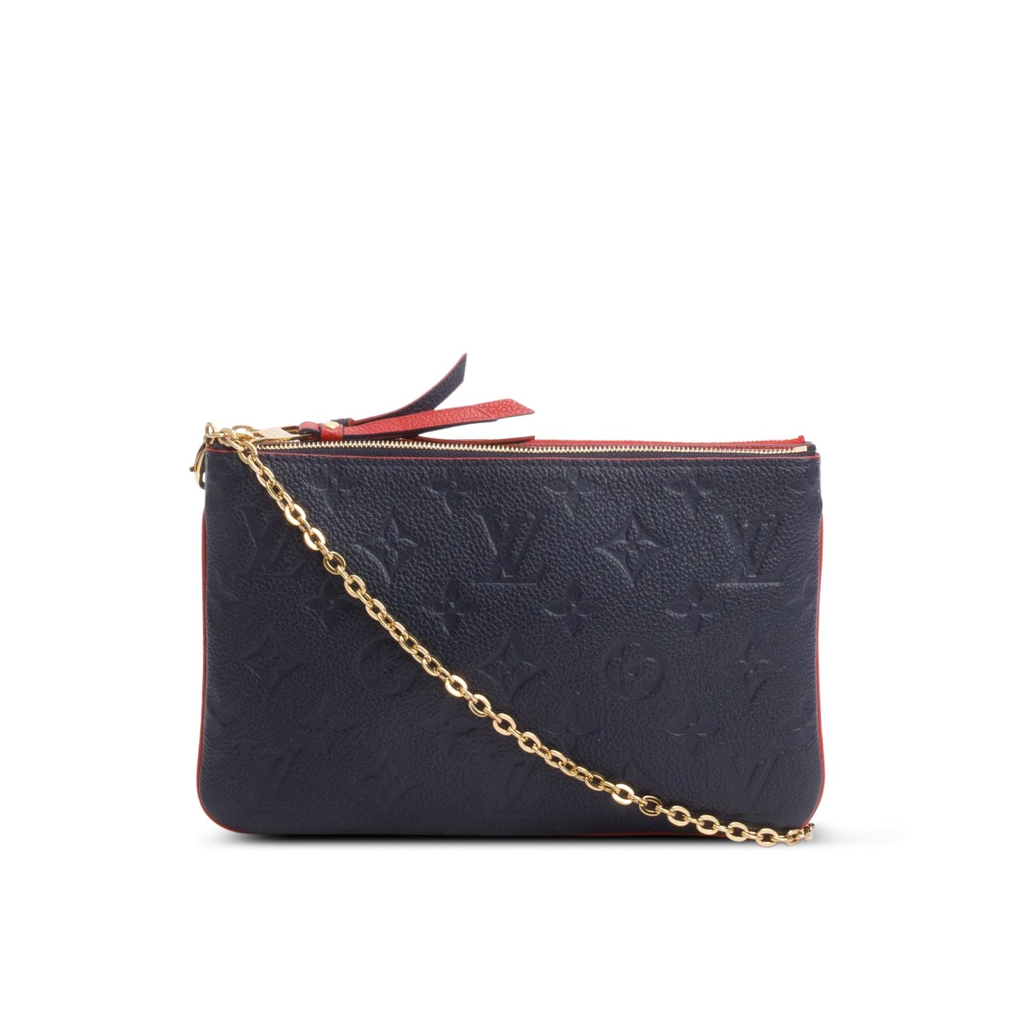 Louis Vuitton Navy/Red Empreinte Leather Double Zip Pochette