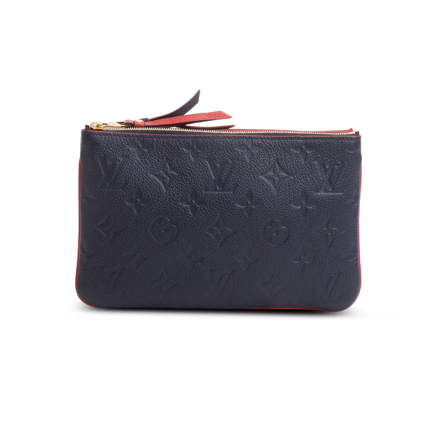 Louis Vuitton Navy/Red Empreinte Leather Double Zip Pochette