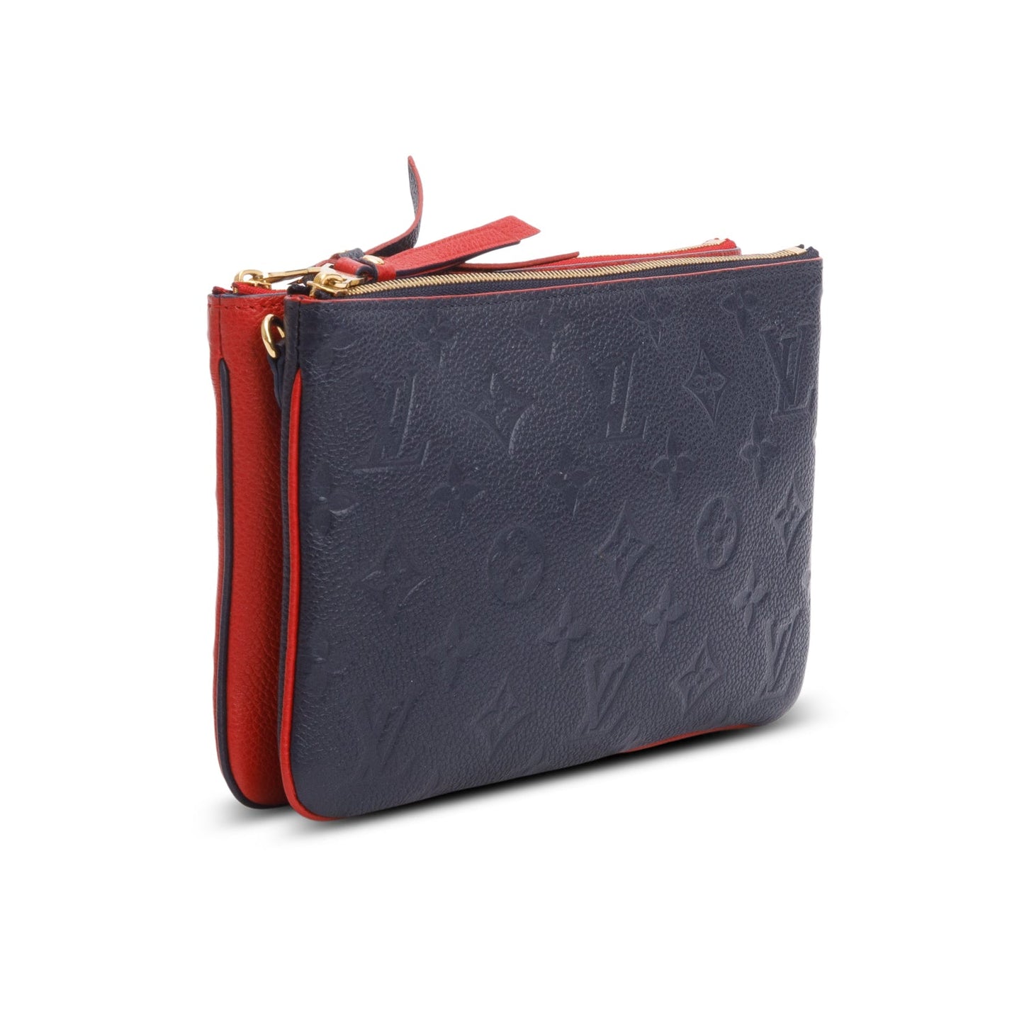 Louis Vuitton Navy/Red Empreinte Leather Double Zip Pochette