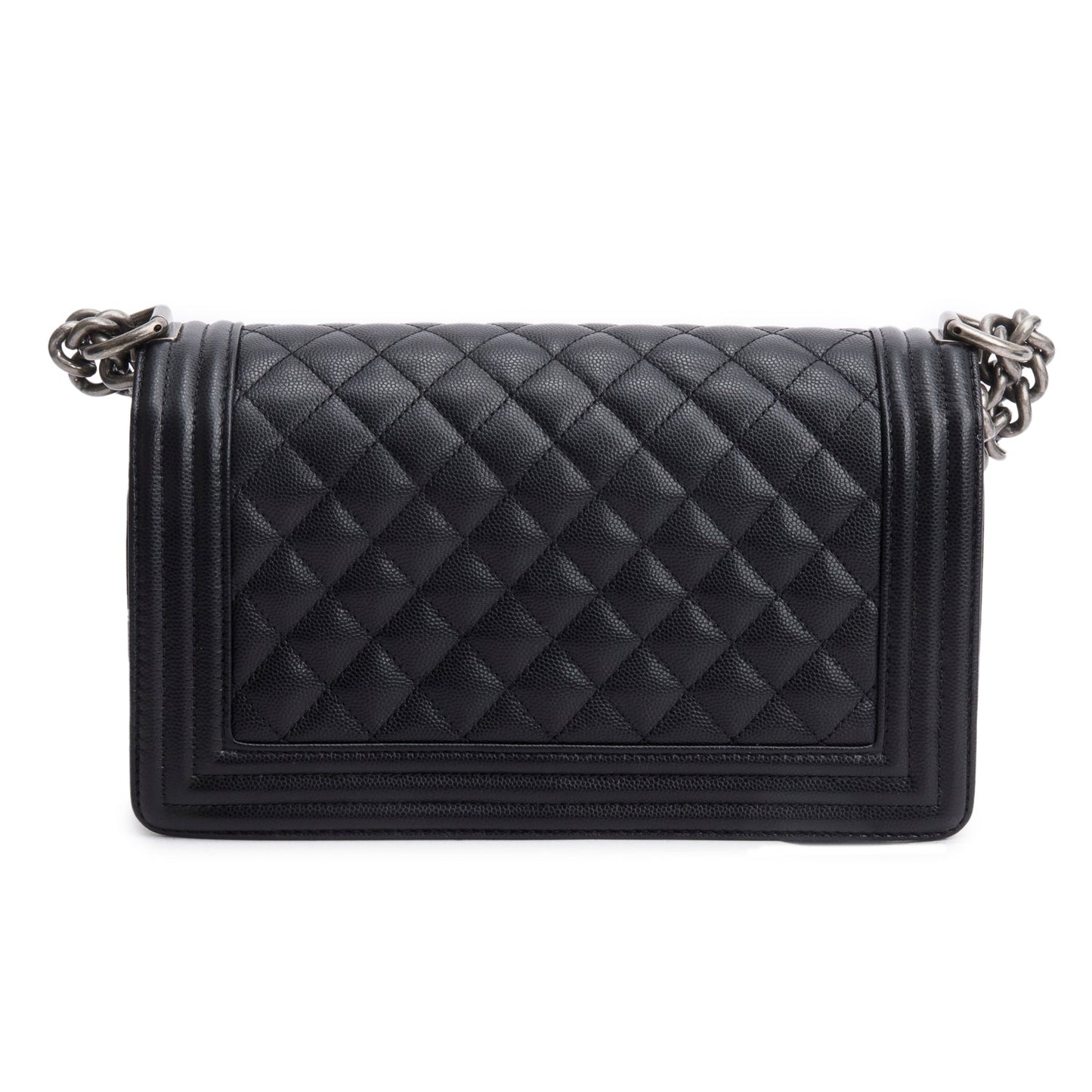 Chanel 2025 Black Caviar Quilted Medium Boy Bag