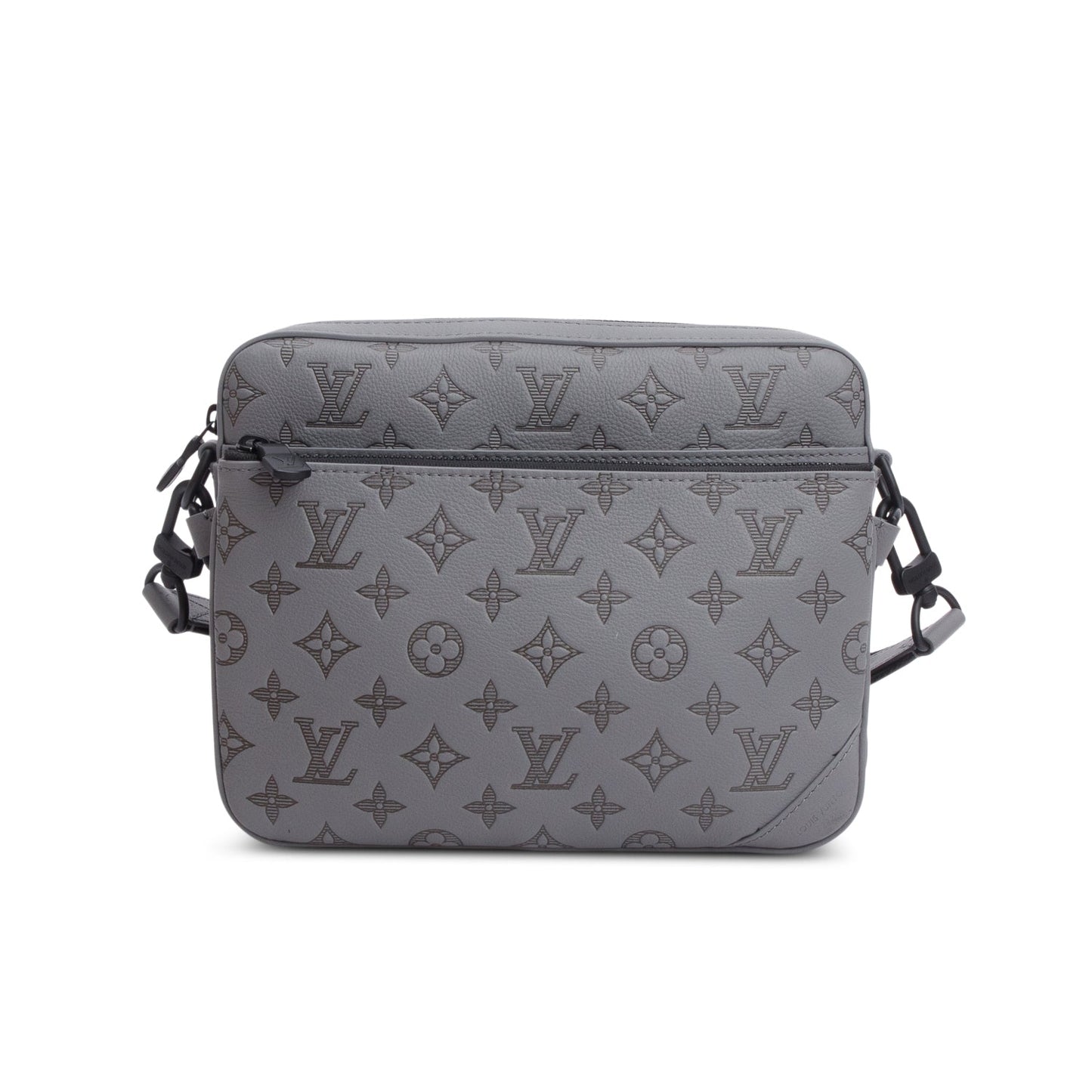 Louis Vuitton Grey Monogram Shadow Embossed Calfskin Leather Trio Messenger Bag