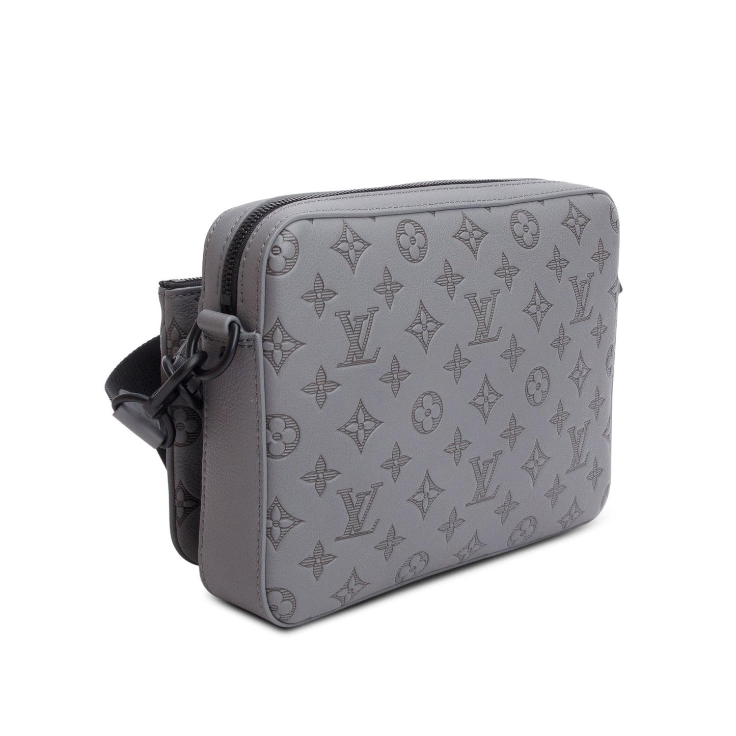 Louis Vuitton Grey Monogram Shadow Embossed Calfskin Leather Trio Messenger Bag