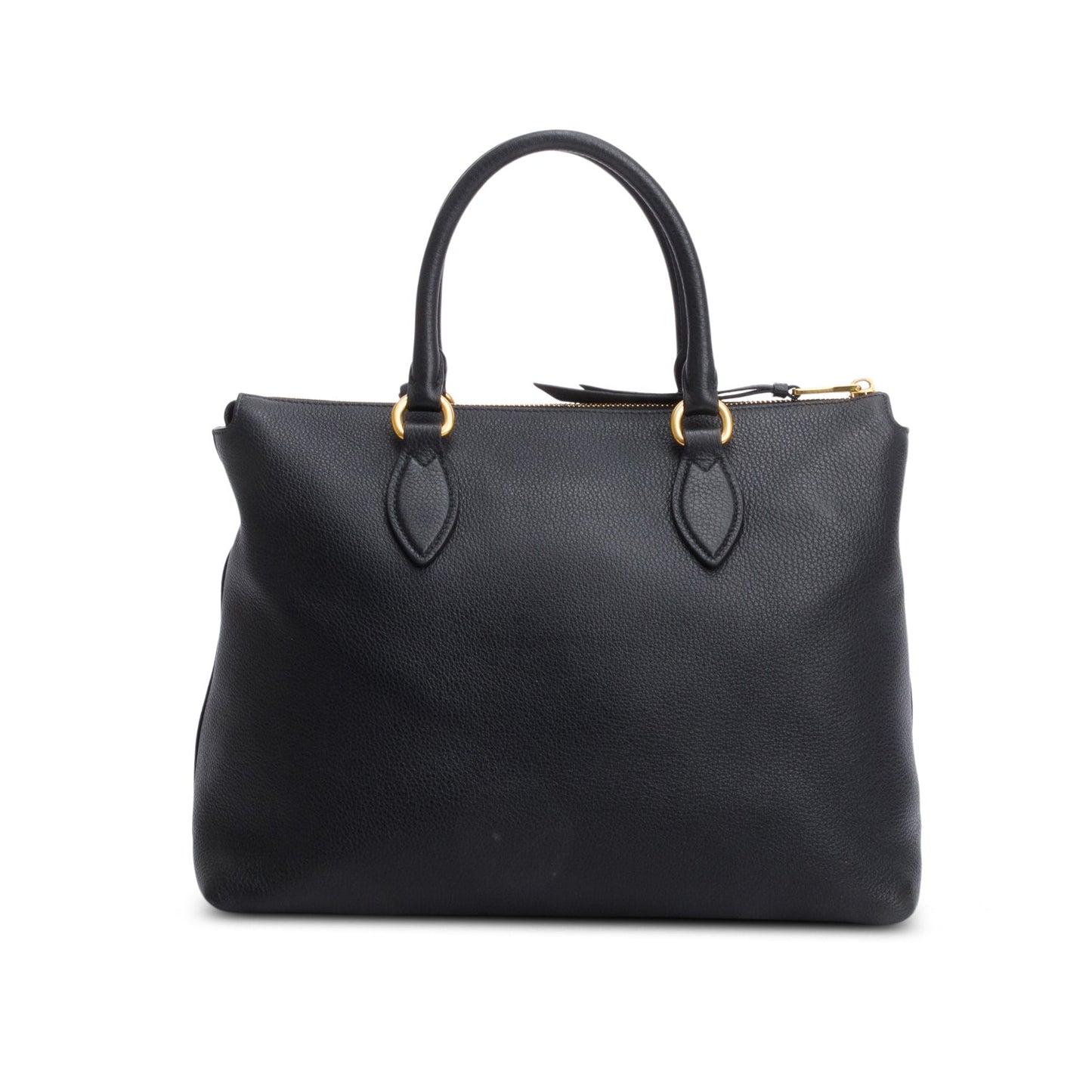 Prada Black Vitello Daino Small Zip Tote