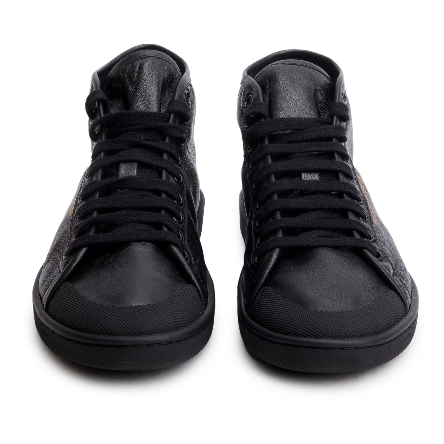Saint Laurent Black Lambskin Leather Court Classic Hight Top Sneakers, Men's Size 42