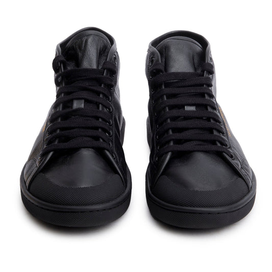 Saint Laurent Black Lambskin Leather Court Classic Hight Top Sneakers, Men's Size 42