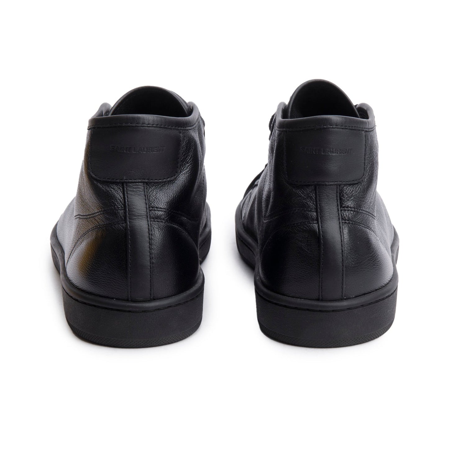 Saint Laurent Black Lambskin Leather Court Classic Hight Top Sneakers, Men's Size 42