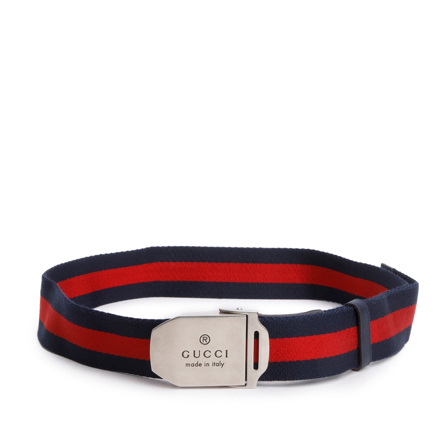 Gucci Navy/Red Canvas Web Accent Belt, 90 36