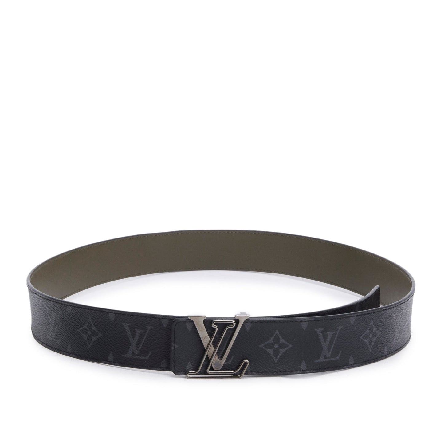 Louis Vuitton 2021 Monogram Eclipse LV Initials Reversible Belt, 100 40