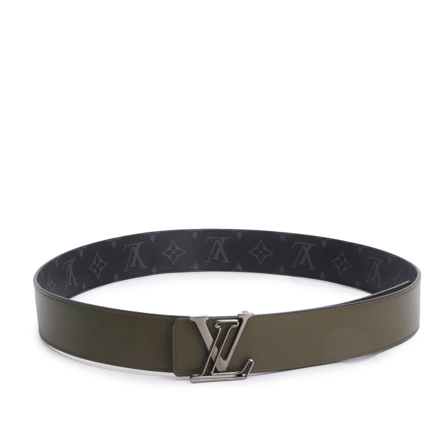 Louis Vuitton 2021 Monogram Eclipse LV Initials Reversible Belt, 100 40