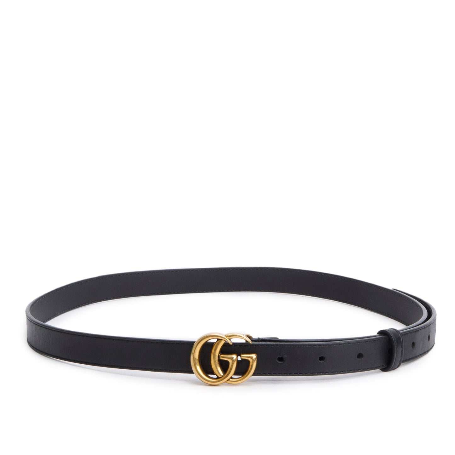 Gucci Black Leather GG Marmont Thin Belt, 95 38