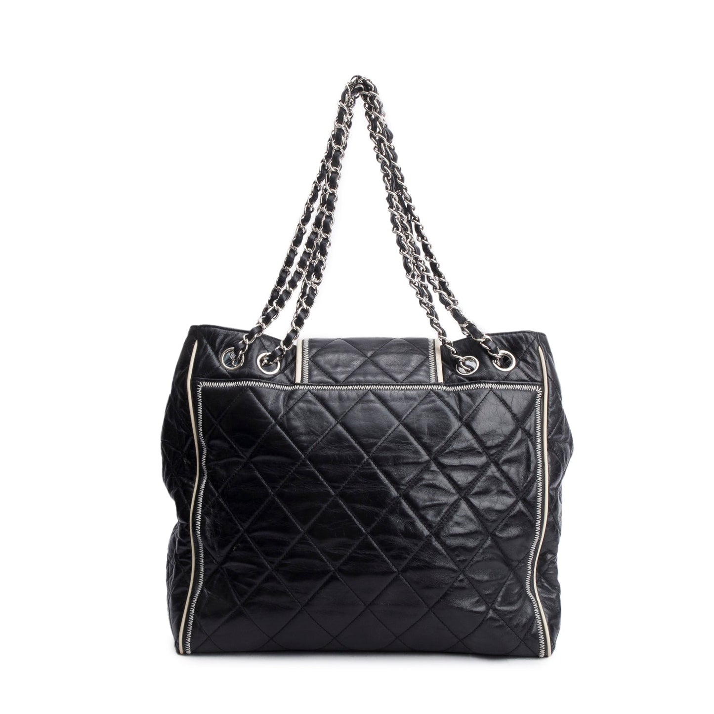 Chanel Black Glazed Lambskin North/South Reissue Tote