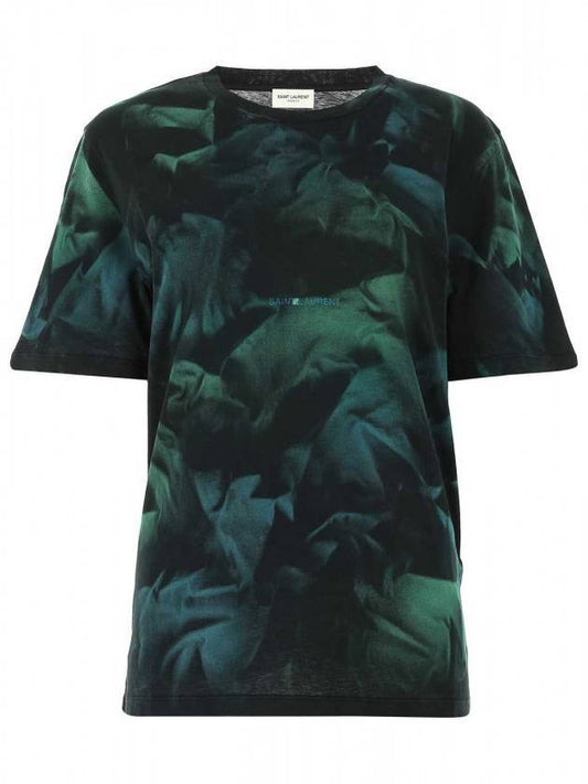 Luxury Saint Laurent Trending 2025 Tie Dye Logo Short Sleeve T-Shirt Green