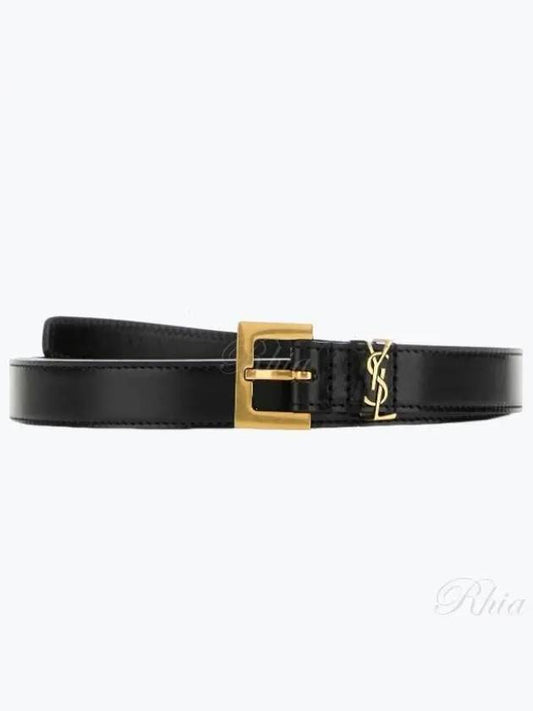 Luxury Saint Laurent Trending 2025 Cassandre Thin Belt Black