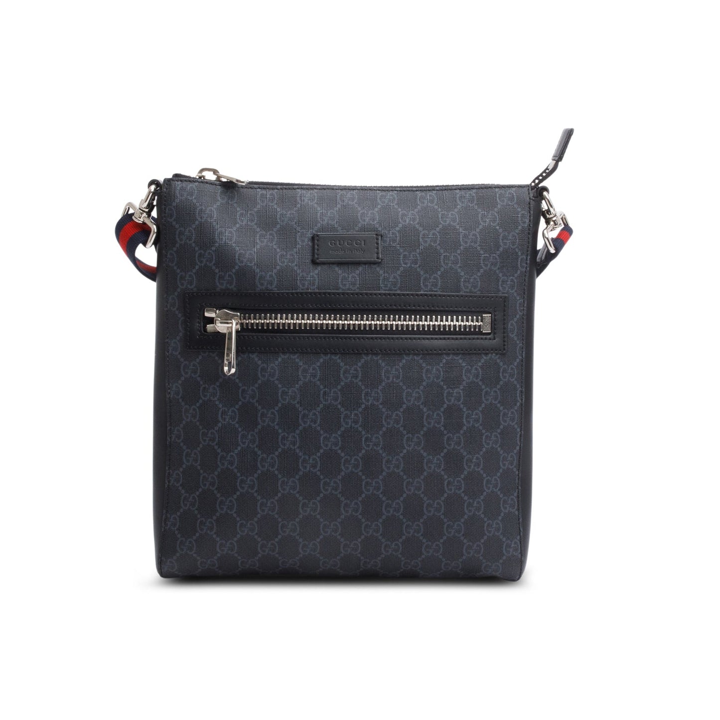Gucci Black GG Supreme Canvas Calfskin Messenger Bag