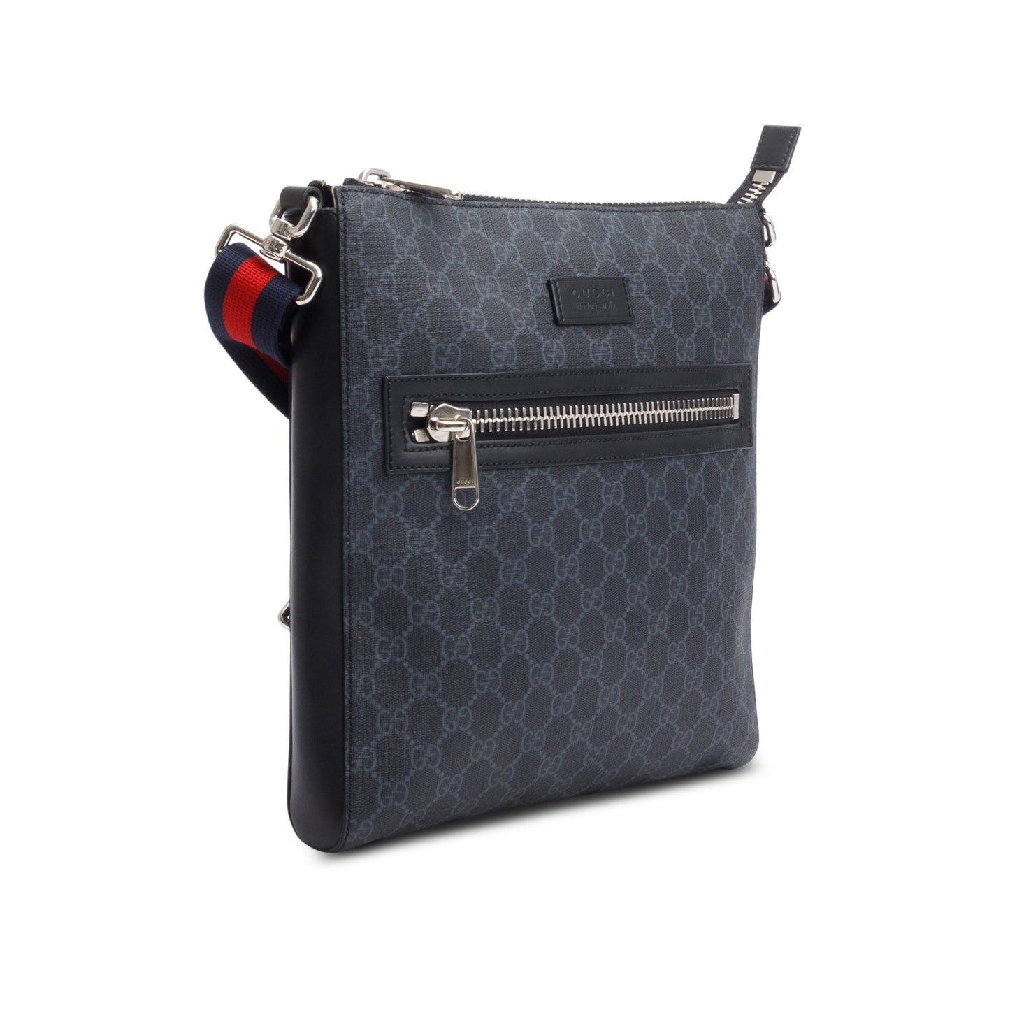Gucci Black GG Supreme Canvas Calfskin Messenger Bag