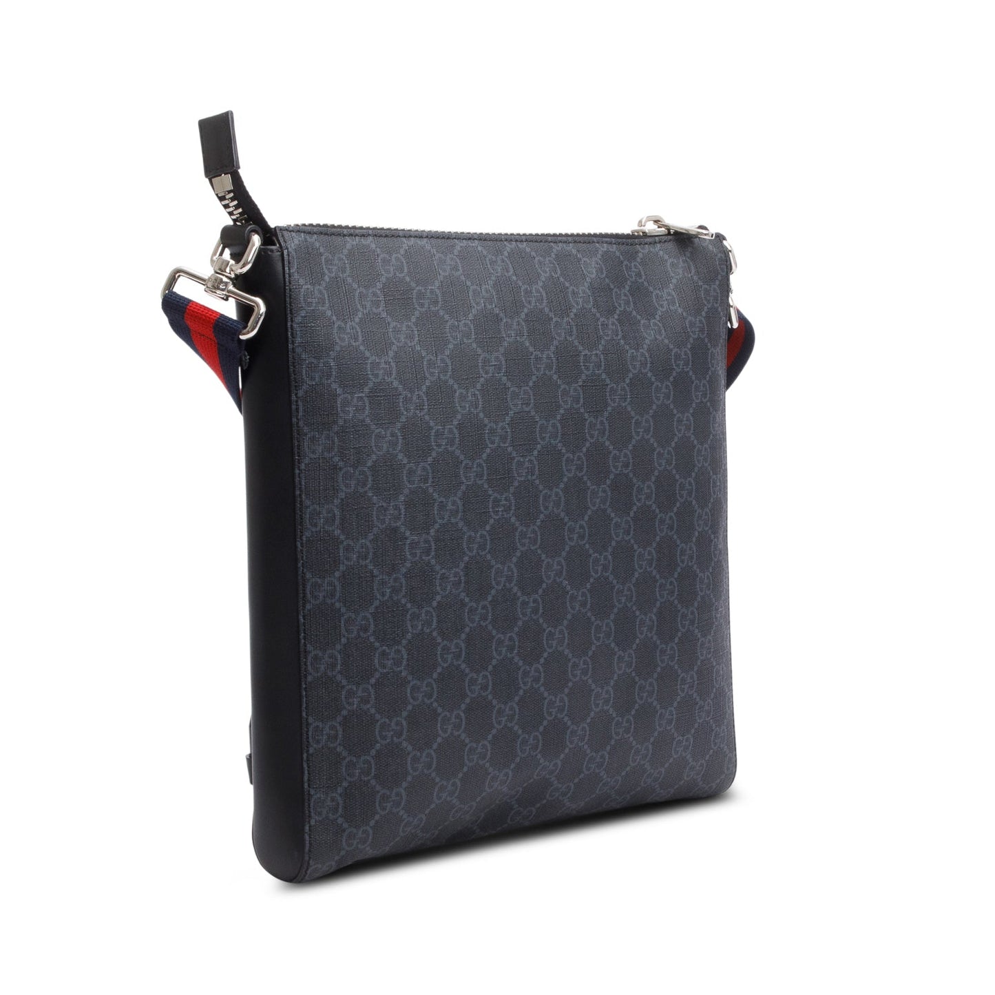 Gucci Black GG Supreme Canvas Calfskin Messenger Bag