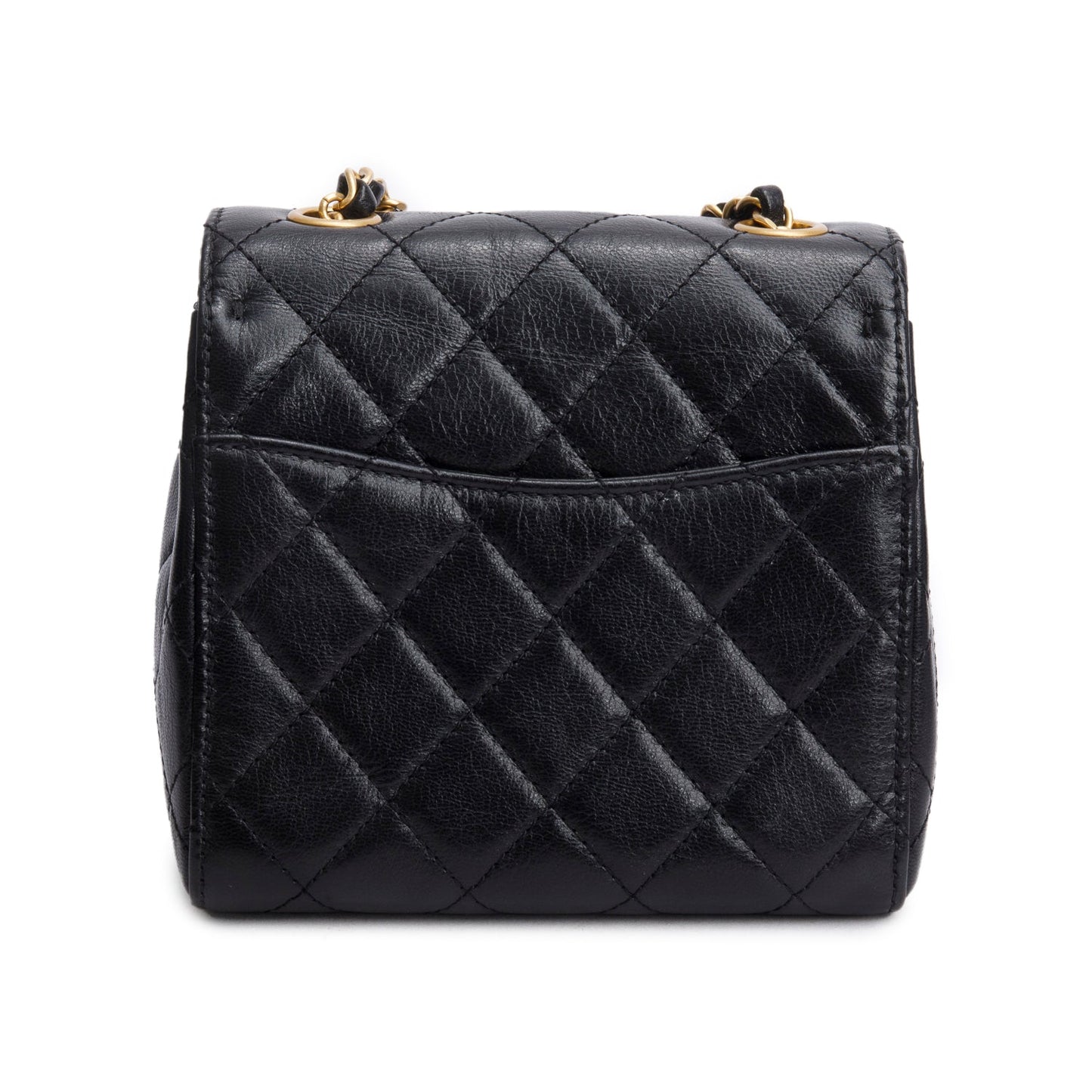 Chanel 2022 Black Goatskin Retro Classic Mini Square Flap Bag