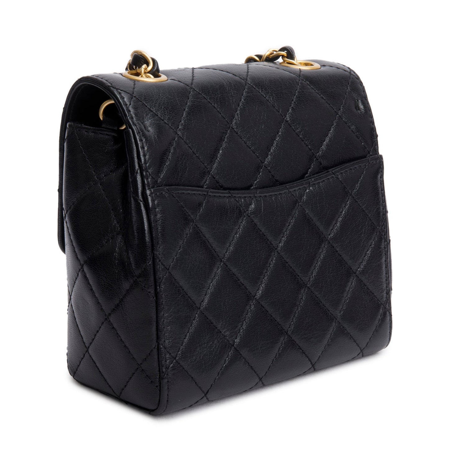 Chanel 2022 Black Goatskin Retro Classic Mini Square Flap Bag