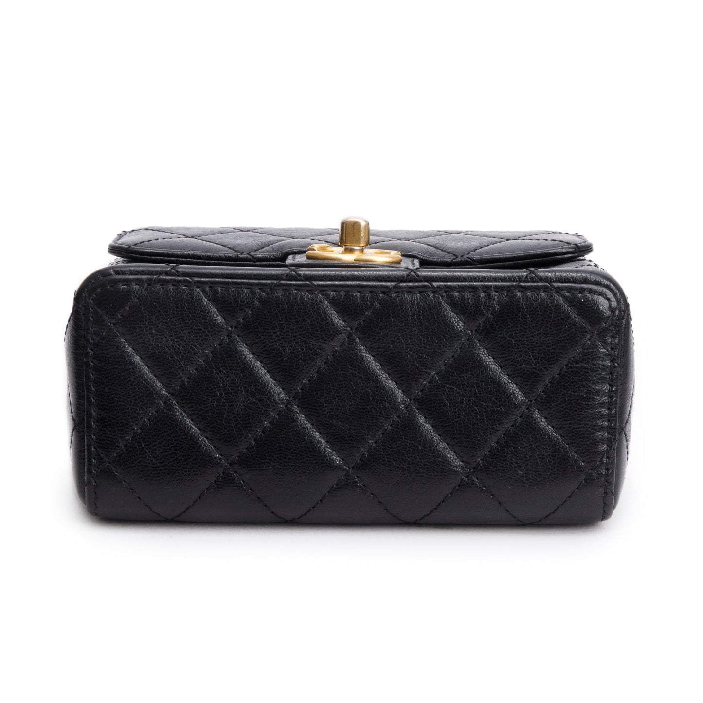 Chanel 2022 Black Goatskin Retro Classic Mini Square Flap Bag