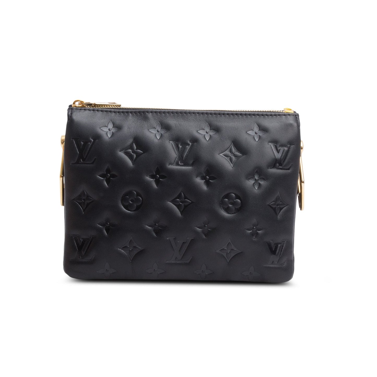 Louis Vuitton Black Lambskin Embossed Monogram Coussin BB