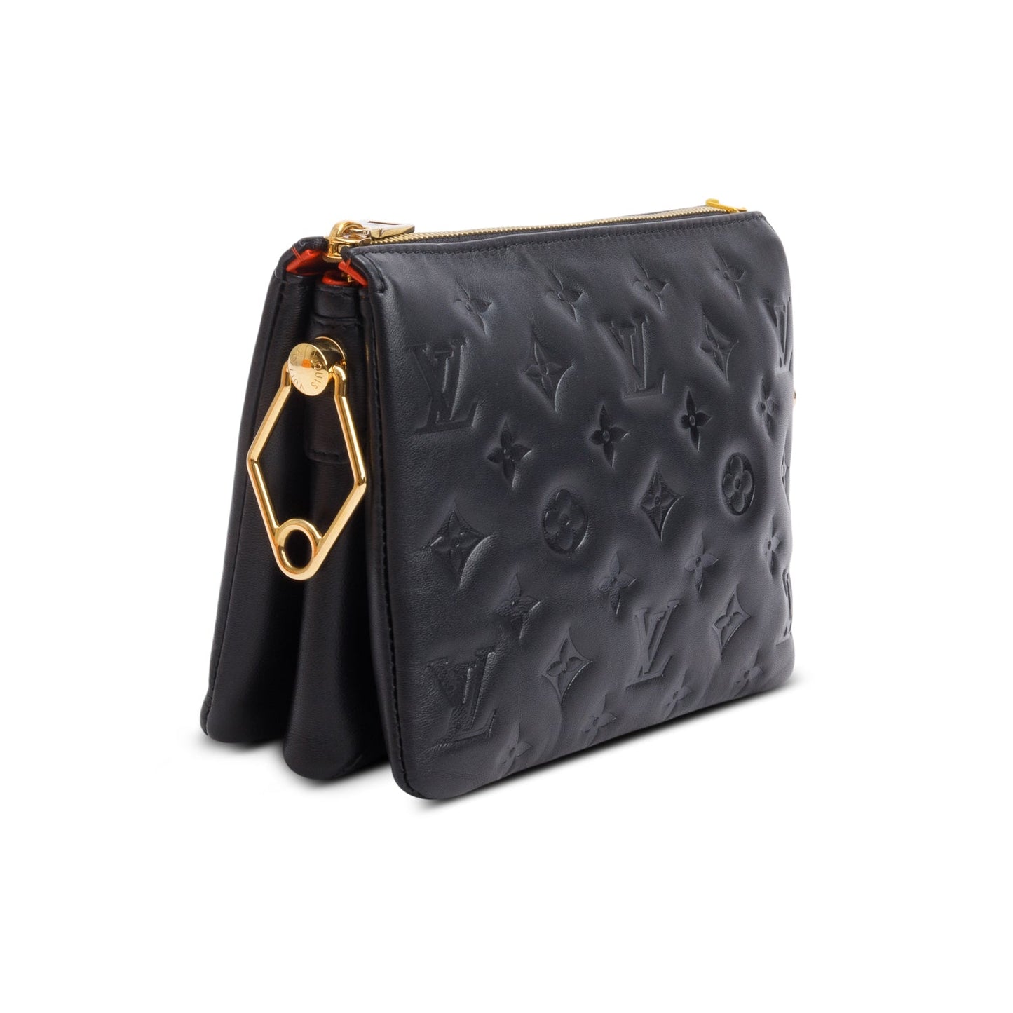 Louis Vuitton Black Lambskin Embossed Monogram Coussin BB