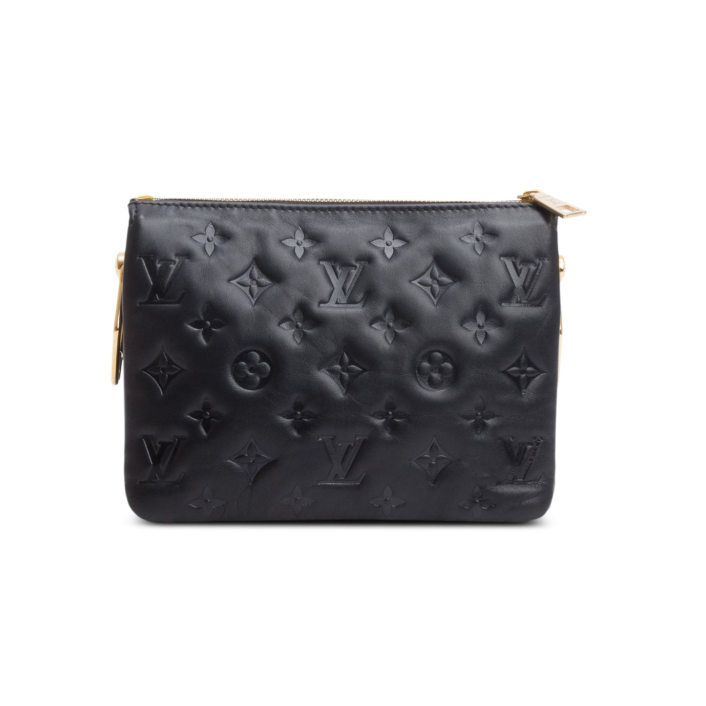 Louis Vuitton Black Lambskin Embossed Monogram Coussin BB